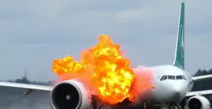 motor de avião explode