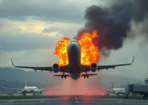 explosão em motor de avião