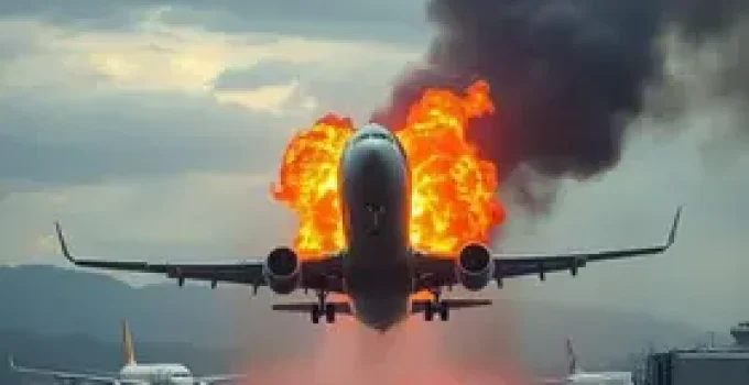 explosão em motor de avião