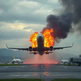 explosão em motor de avião
