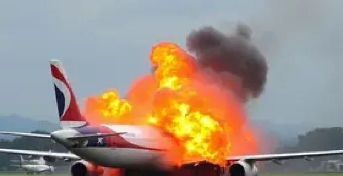 explosão no motor de avião