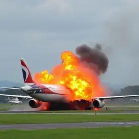 explosão no motor de avião