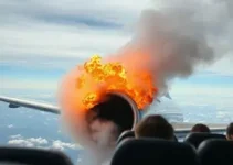 explosão do motor de avião