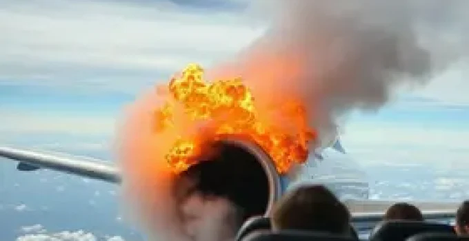 explosão do motor de avião