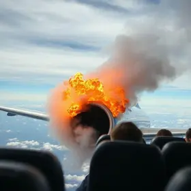 explosão do motor de avião