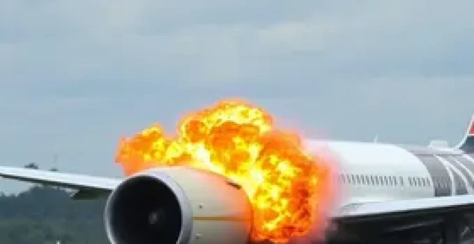 explosão da turbina de avião