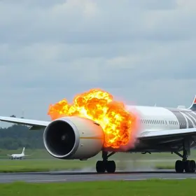 explosão da turbina de avião